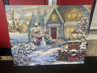 Kirkland Christmas Winter Light Up Canvas Wall Decor 
