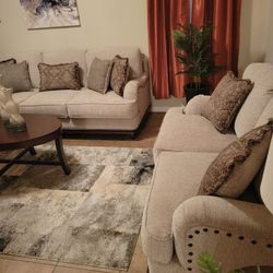 Beige Sofa Set W/Coffee Table 