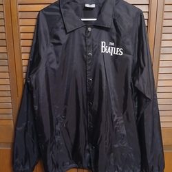 The Beatles Coach Large Jacket: Abbey Road Black Windbreaker Jacket