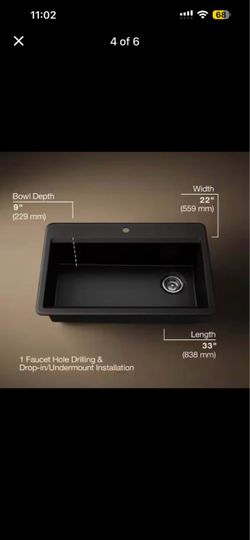 Kohler Lassen Matte Black Kitcehen Sink
