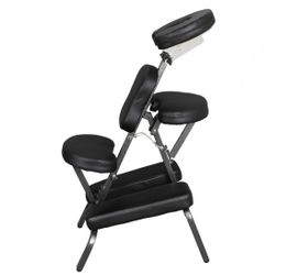 Portable Massage Chair Leather Pad Travel Massage Tattoo Spa Chair, Black