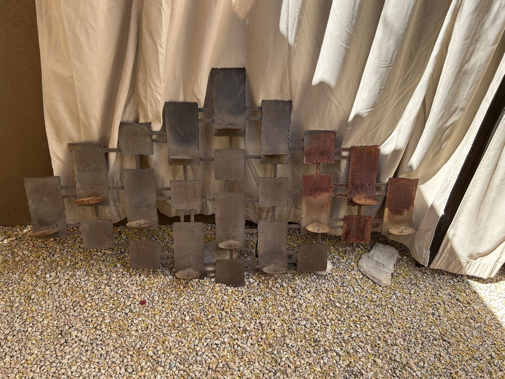 Large 5 Ft Metal Wall Hanging Steel Rust Candle Holder