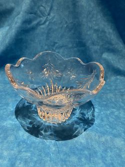 Cut glass Christmas candy dish