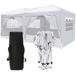 10x20 EZ Pop Up Canopy Outdoor Portable Party Folding Tent with 6 Removable Sidewalls + Carry Bag + 4pcs Weight Bag 