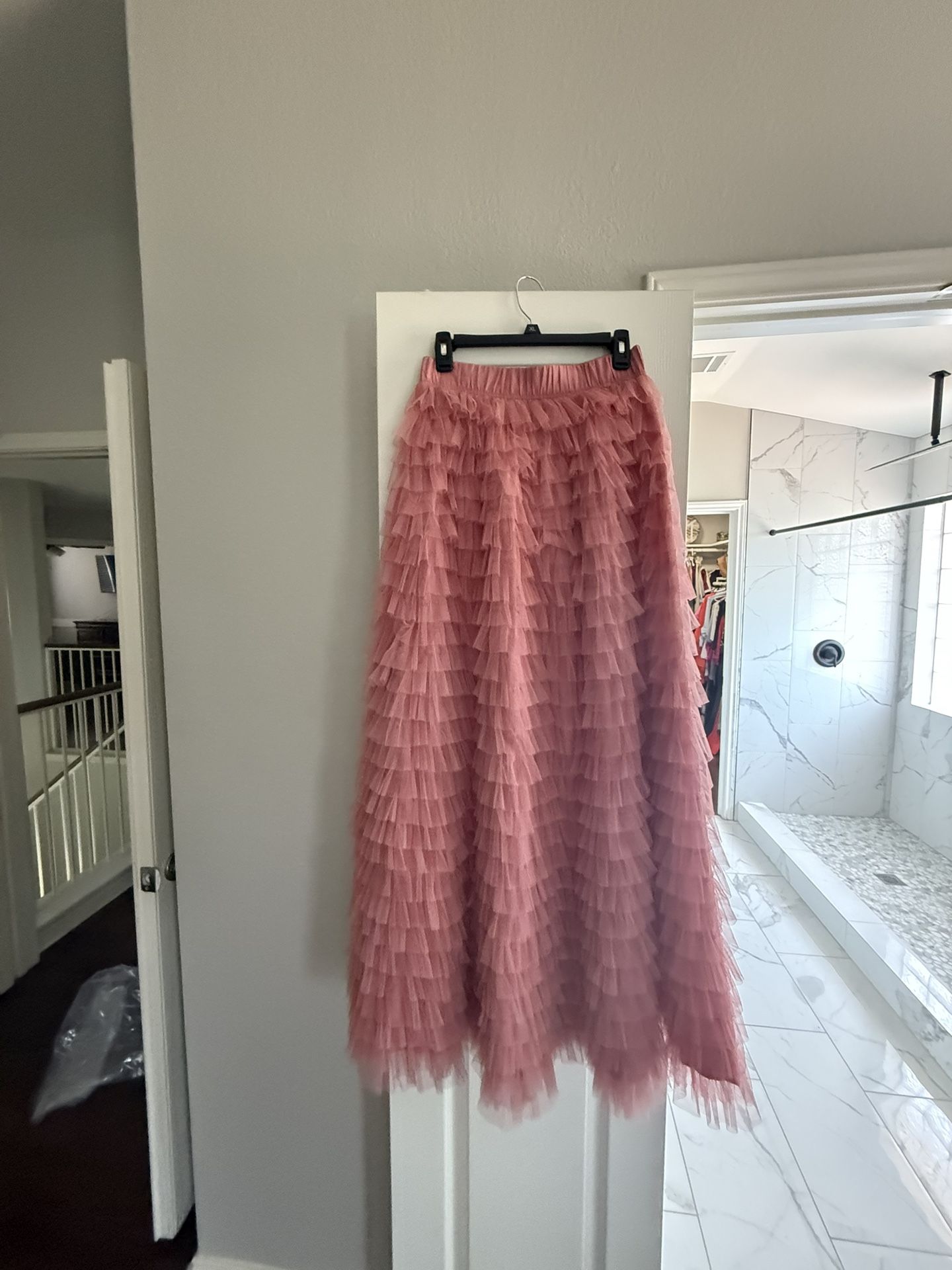 Pink Tulle Long Skirt