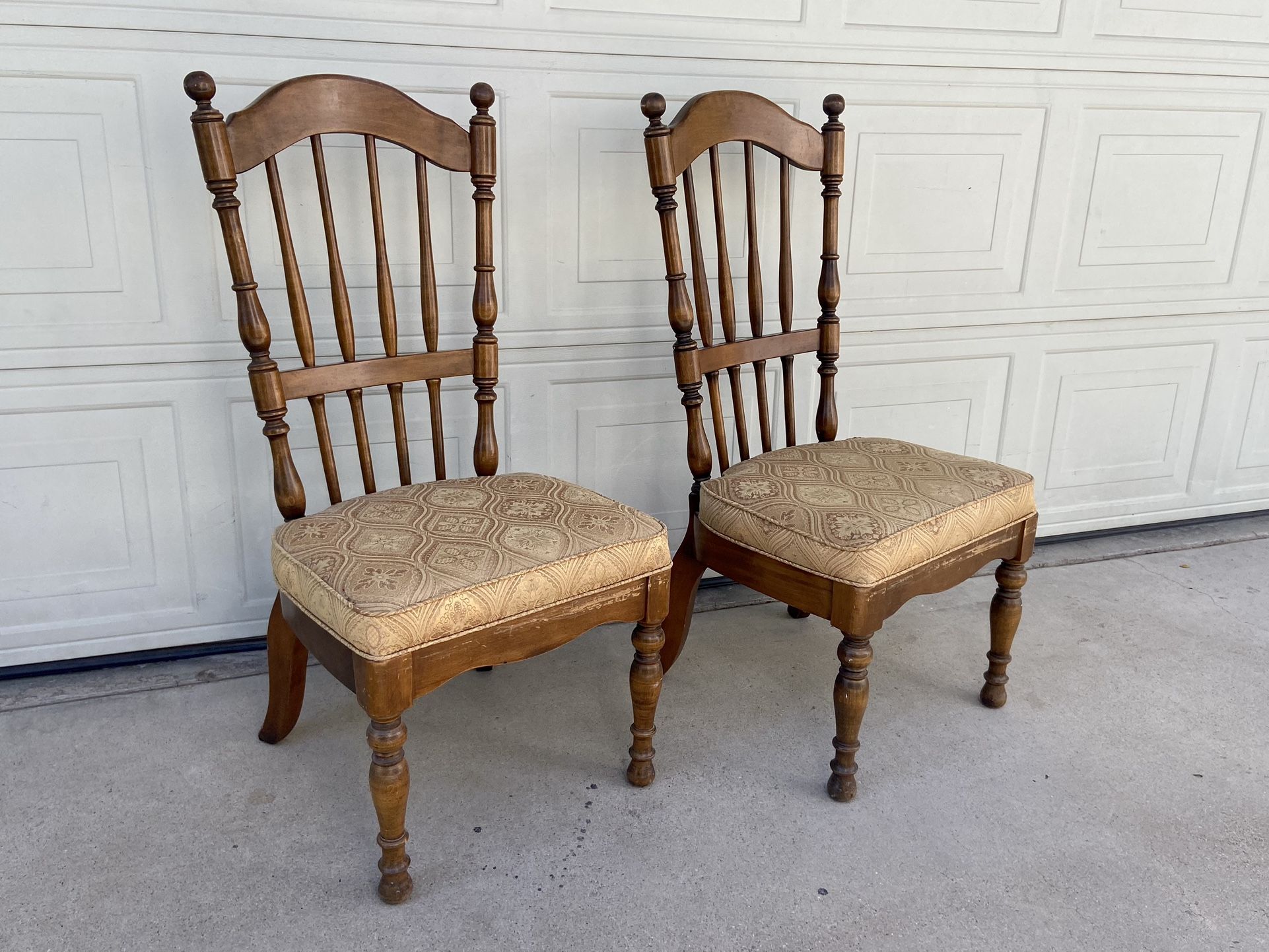 2 Vintage Hard Wood Accent Chairs