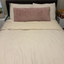 Dark grey bed frame and mattress 