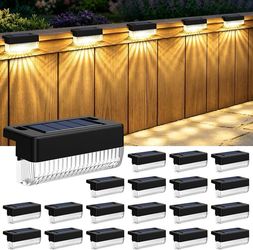 Solar Deck Lights Outdoor 20 Packs, Solar Powered LED Step Lights Waterproof Outdoor for Deck, Step, Fence, Wall, Patio, Yard, Pool, Pathway and Stair