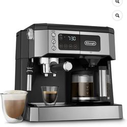De'Longhi All-in-One Combination Coffee Maker & Espresso Machine + Advanced Adjustable Milk Frother for Cappuccino & Latte + Glass Coffee Pot 10-Cup, 