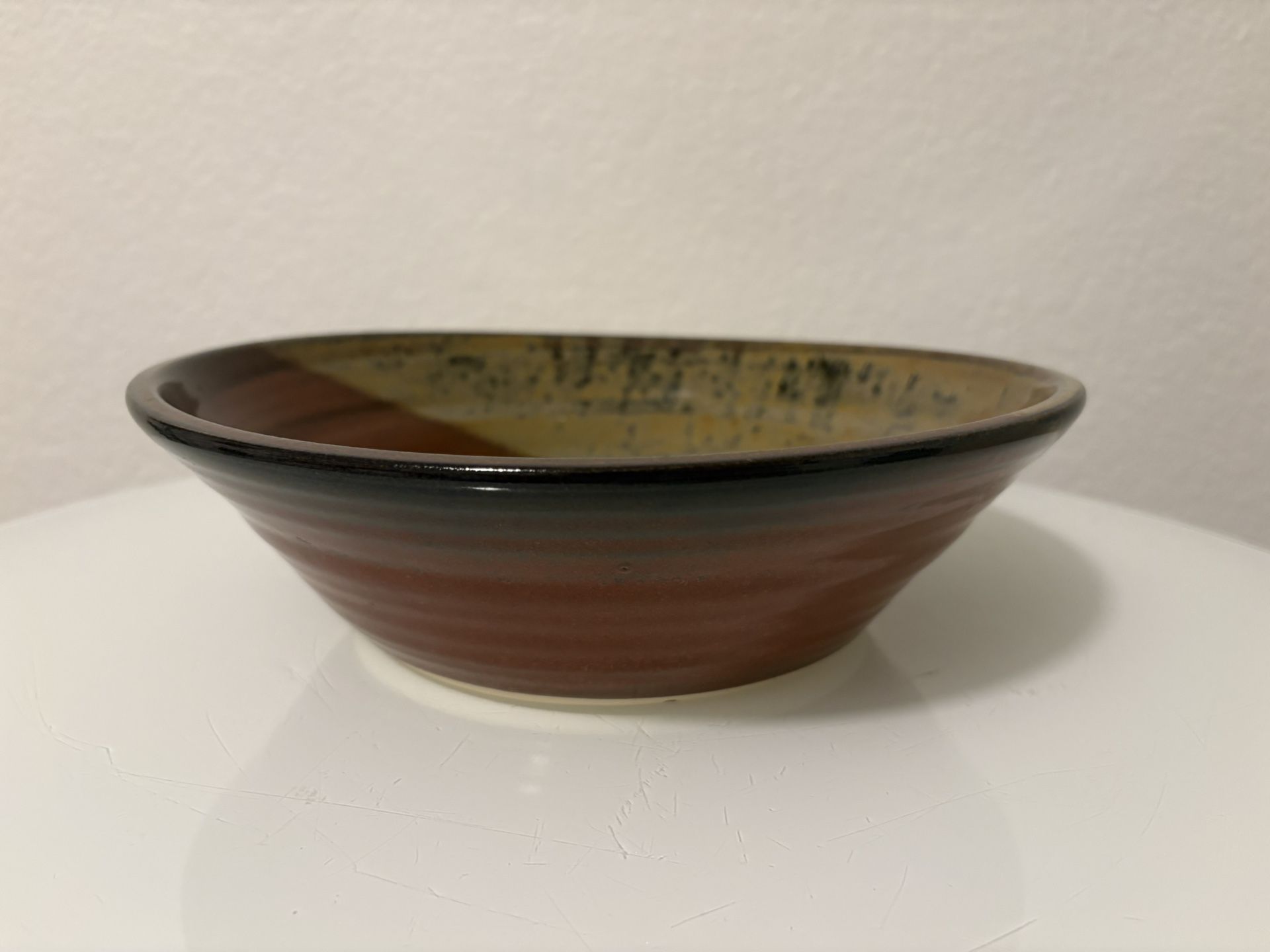 10” Ceramic Bowl Brown Tones Swirl Design