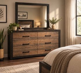 Rustic 6-xDrawer Dresser with Black Hardware