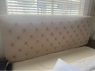 King Bed Frame, quilted cream color