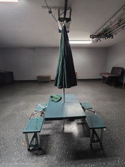 Collapsible camping table with chairs