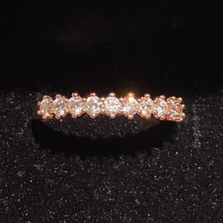 White Topaz Rose Gold Band S925 Size 7 & 8