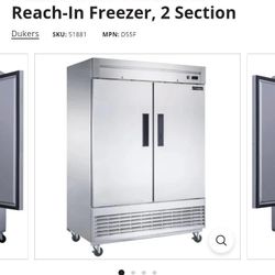 Dukers 2 Solid Door Commercial Freezer