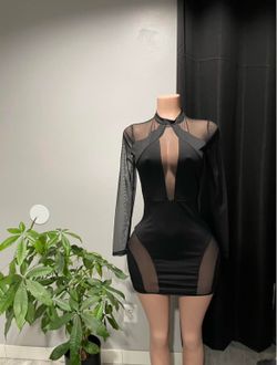 Fashion Nova Black Mesh Mini Dress