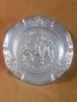 Vintage Pewter Bicentennial Marching Plate
