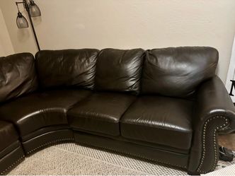 Genuine Brown Leather 2 pc Sectional