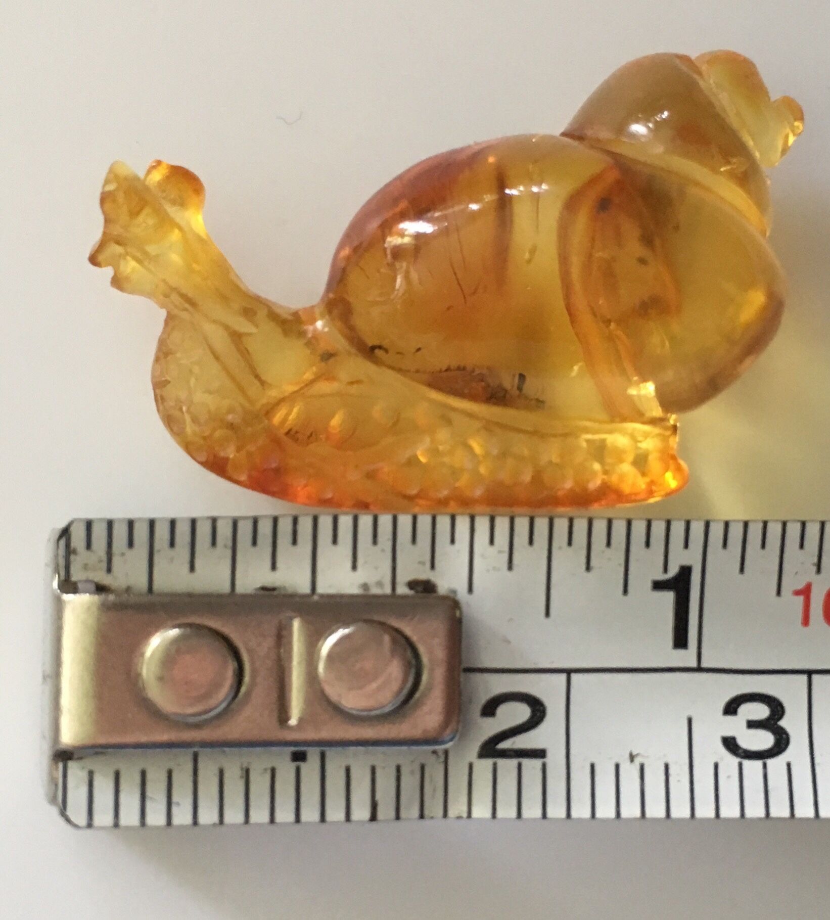 Baltic Amber Hand Carved Miniature Snail Figurine