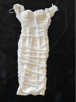 Elegant Designer White Dress – Size Small – Like New