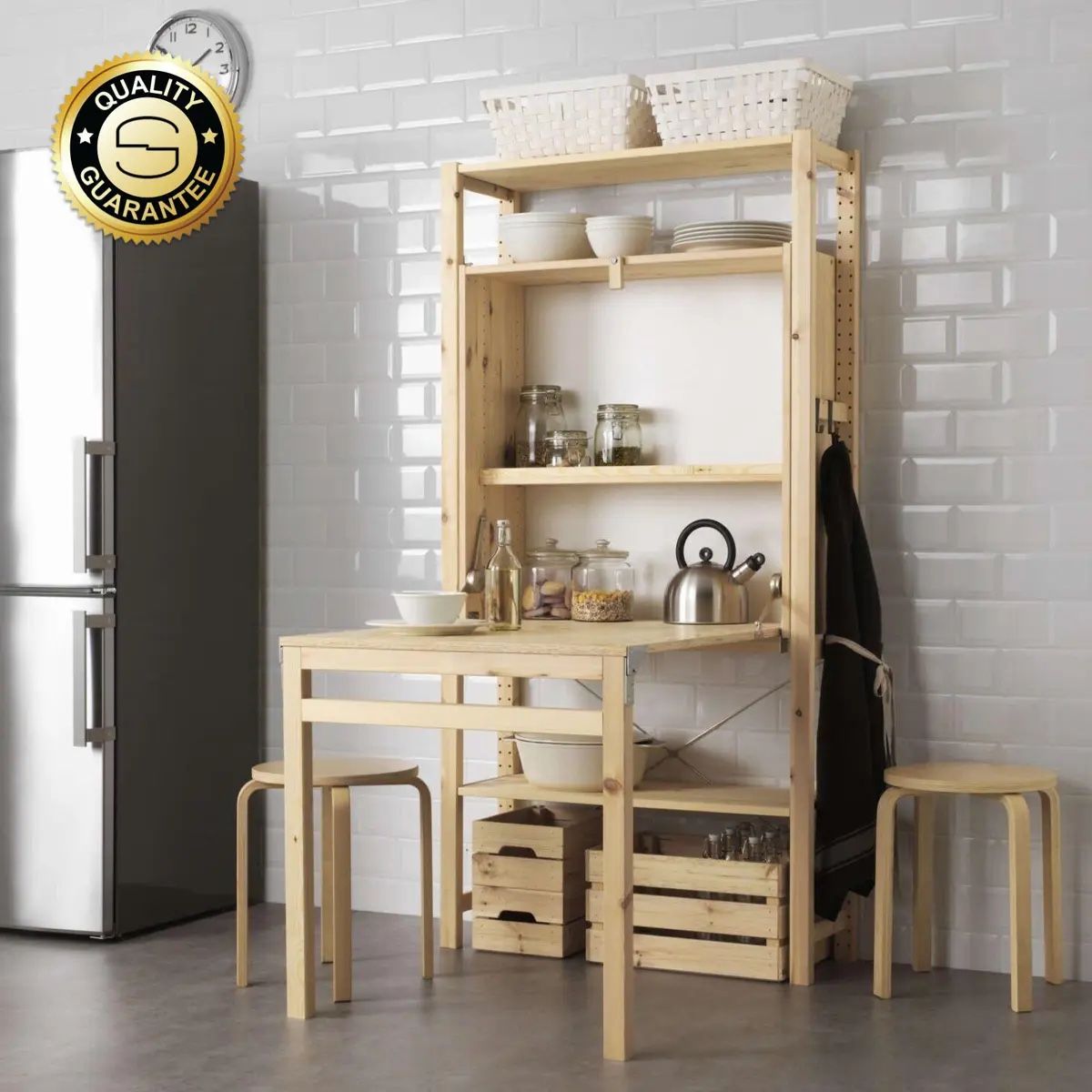 Storage Shelf with Foldable Table