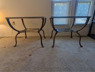 Complete Vintage Hollywood Regency Brass & Glass Table Collection