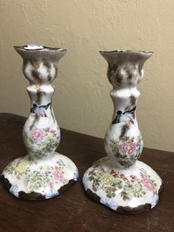Vintage Famille Rose Candlesticks