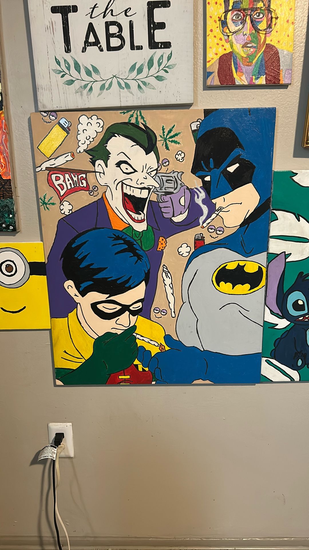Batman, Joker And Robin 12x30 Painting