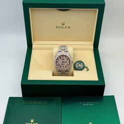 Rolex Datejust 41mm two tone VS 28CTW bussdown iced out rose gold stainless Arabic pave dial 126300 stainless steel rose gold oyster bracelet watch bo
