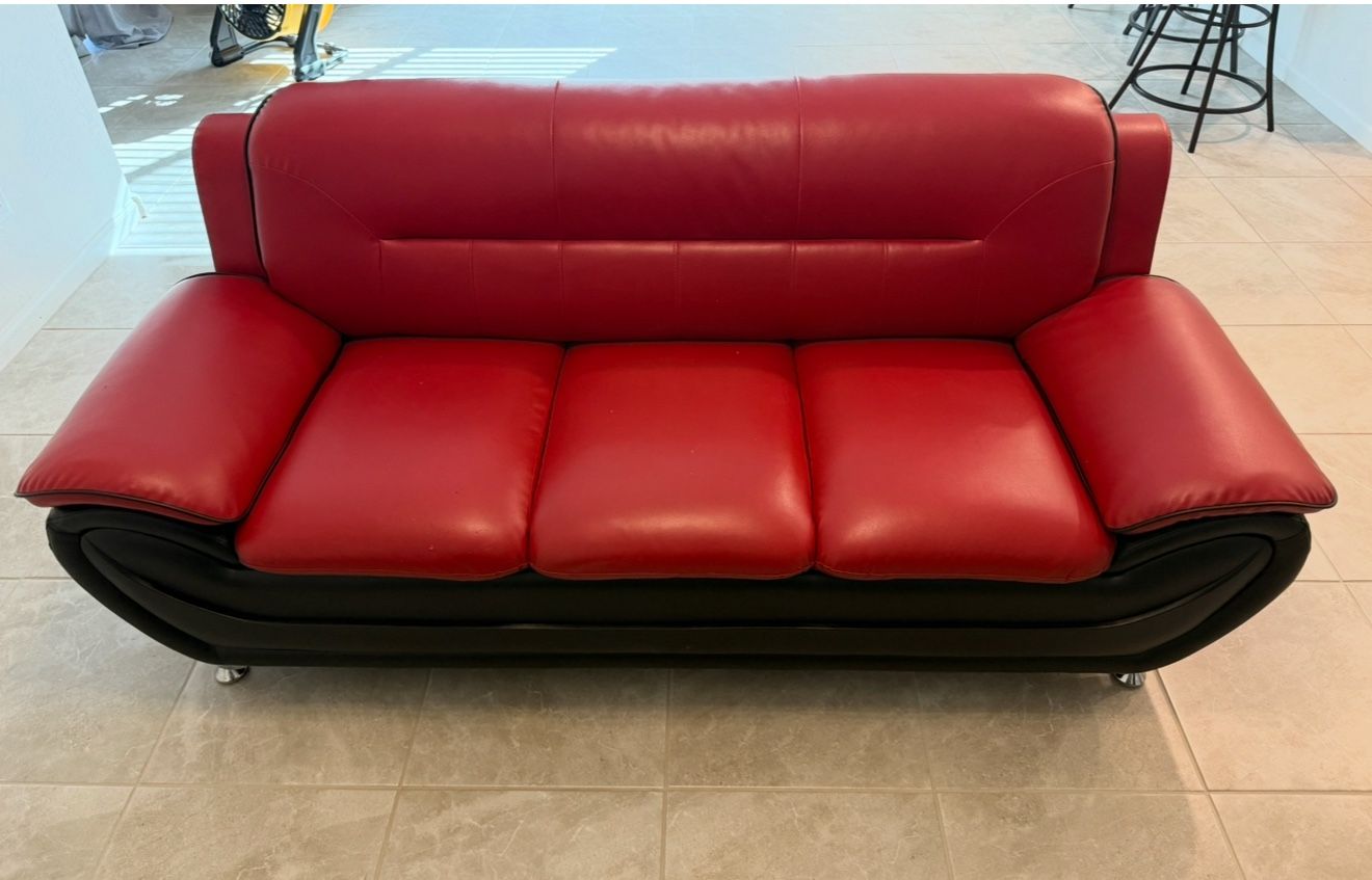 Faux Leather Retro Style Couch