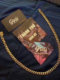 GUU SHOP 14k PLATED 10mm 20 inch Cuban, 14K 8mm 18 inch Cuban, and Gold PLATED pendants