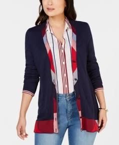 Charter Club 0623 Size XS Navy Textured Cardigan Sweater Printed