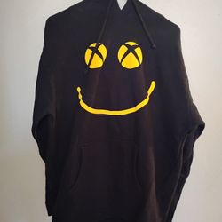 Chinatown Market Smiley Face XBOX Makes Me Happy Black Fleece Hoodie Size L