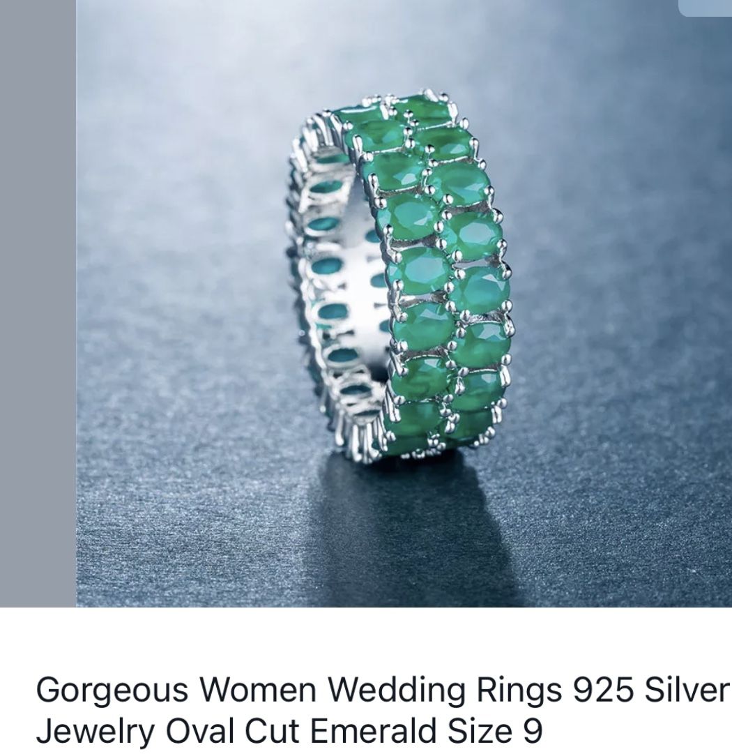 Emerald Ring-9 Sterling silver 925