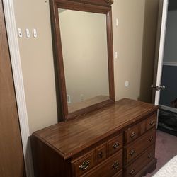 Wooden Dresser With Mirror