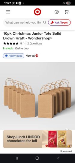 24pk Christmas Junior Tote Solid Brown Craft -Workshop