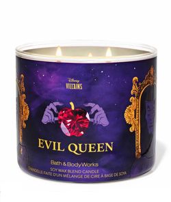 Gorgeous Exclusive!©️Disney VILLAINS BATH & BODY WORKS💜🪞🍎👑EVIL QUEEN👑🍎🪞💜Wickedly Enchanting 3-wick Candle