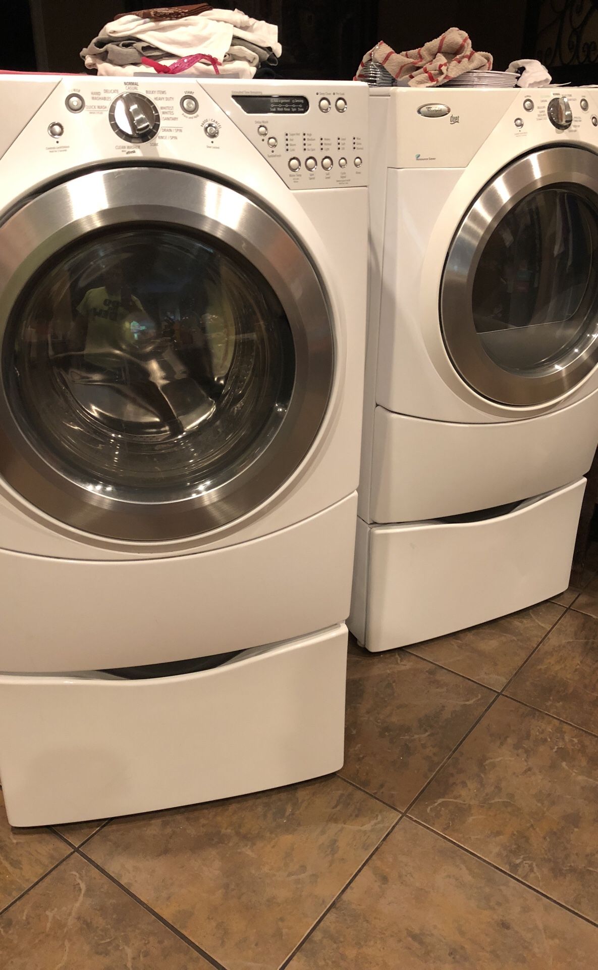 Front loader Whirlpool washer and dryer Duet steam series...