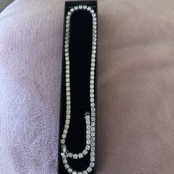 Lab Diamond Moissanite Tennis Chain Necklace 22 Inches
