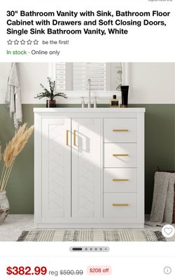 Brand New 30” Bathroom Vanity with Sink – $300