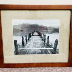 Black & White Photograph In Brown Frame.