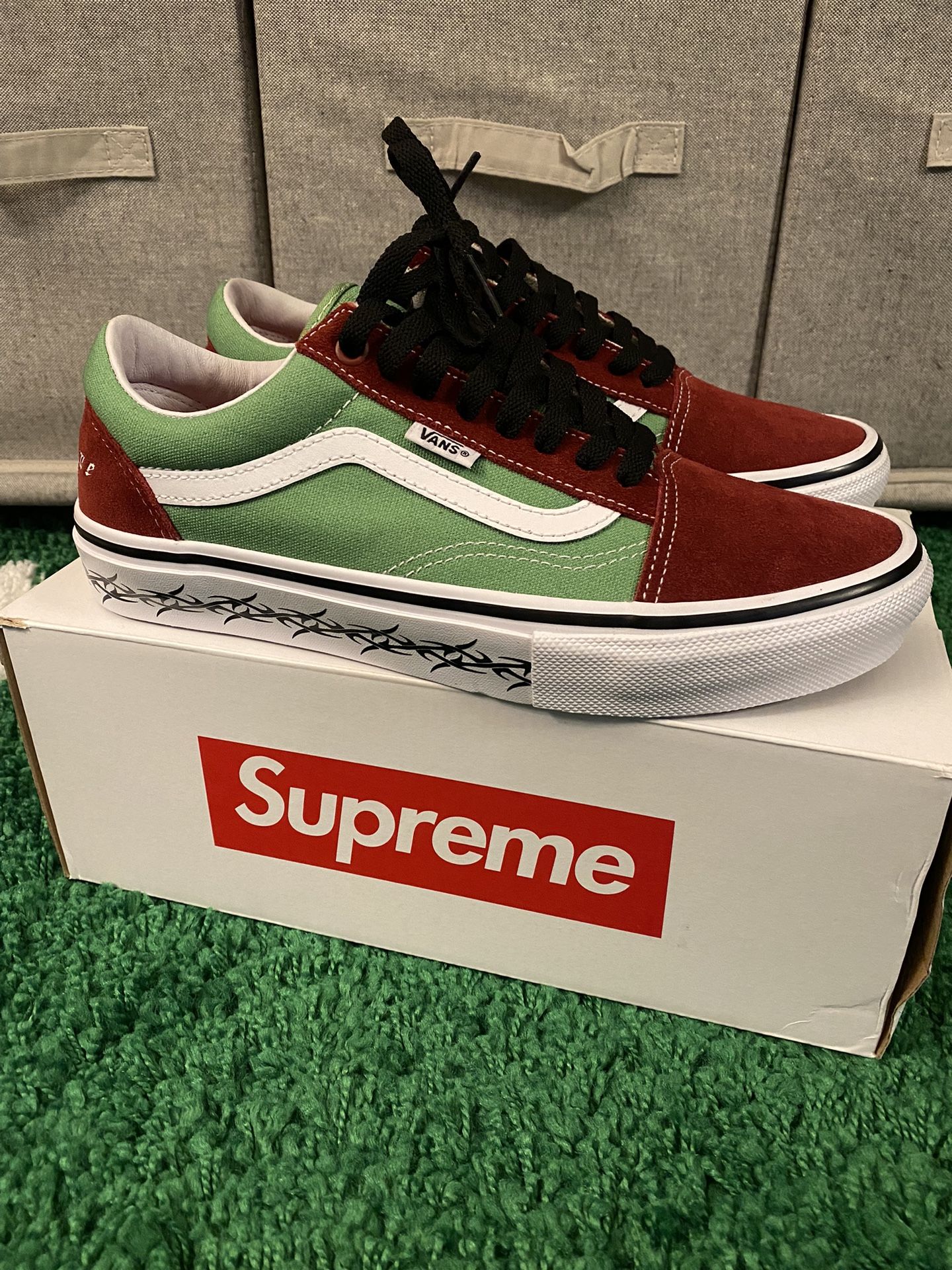 Supreme x Vans 'Barbed Wire - Green' Size 8 for Sale in San Diego