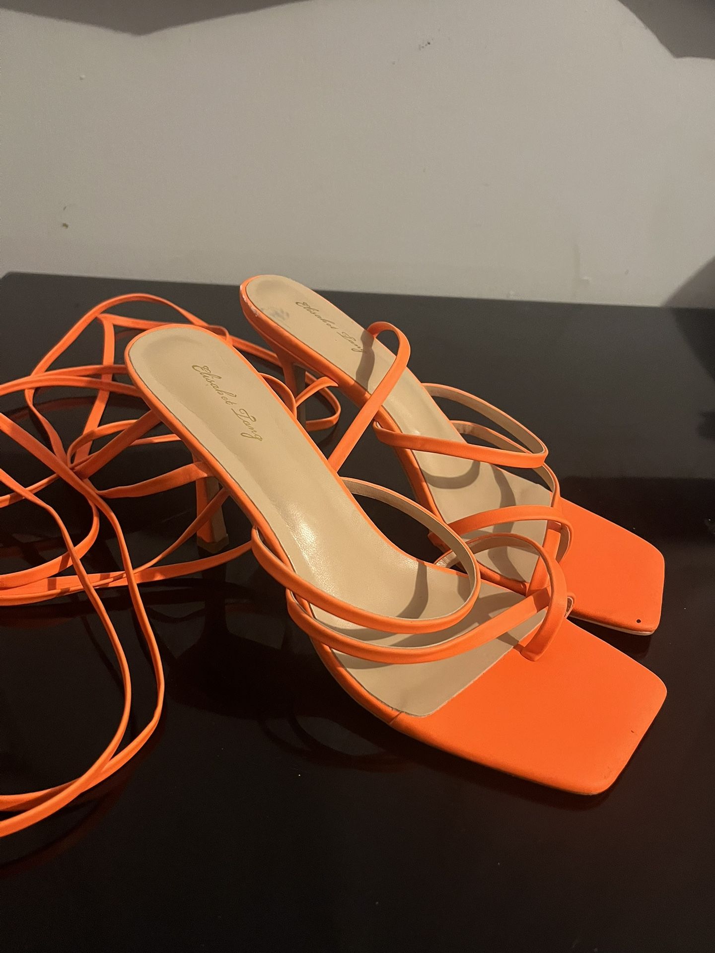 Neon Orange Strap Up Heels