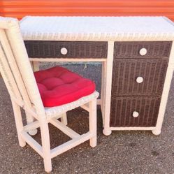 Wicker Desk And Chair