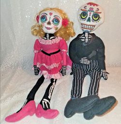 18" Day Of The Dead Plush Skull Boy & Girl