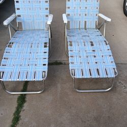 Vintage 2pc.Sunbeam Web Bed Folding Lounge Chair Set . 