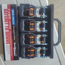 New  Ratcheting Tie Downs, 4 Pack 