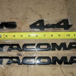 3D Toyota Tacoma Set Of 4 Black Emblems 4x4 V6 2ND Gen