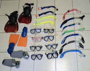 Snorkel & Mask Set - $20/set - discounts for multiple - 3 or more sets.
Swim Fins - $20 pair - adult M size 7-10, junior size 11-1