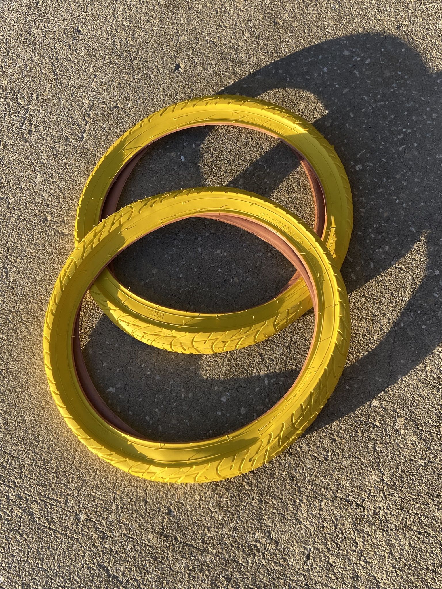 YELLOW BMX Tires NEW 1 PAIR 20 X 2.125